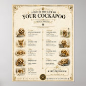 Personalised Cockapoo Daily Routine Print Gift ポスター (正面)