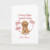 Personalised Cockapoo Kisses Valentine Wishes カード (正面)
