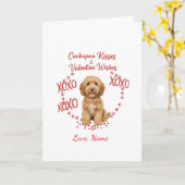 Personalised Cockapoo Kisses Valentine Wishes カード (黄色い花)