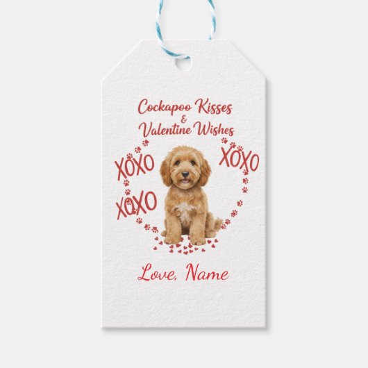 Personalised Cockapoo Kisses Valentine Wishes ギフトタグ (正面)