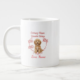 Personalised Cockapoo Kisses Valentine Wishes ジャンボコーヒーマグカップ