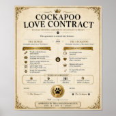 Personalised Cockapoo Love Contract Gift ポスター (正面)
