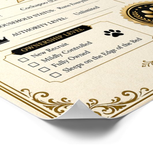 Personalised Cockapoo Owner Certificate – dog gift ポスター (角)