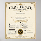 Personalised Cockapoo Owner Certificate – dog gift ポスター (正面)