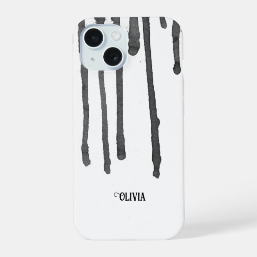 Personalised Cool Black Dripping Paint iPhone Case 15ケース (裏面)
