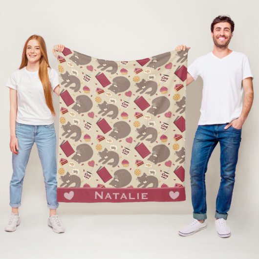 Personalised Cozy Cat Lovers Collage フリースブランケット (インサイチュ)