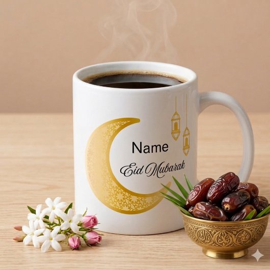 Personalised Cresscent Moon Eid Mubarak Coffee Mug コーヒーマグカップ