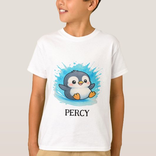 Personalised Cute Animal Tee - Kids T-Shirt Percy  Tシャツ (正面)