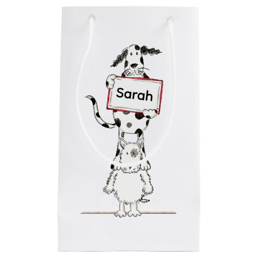 Personalised Cute Dog Acrobat  スモールペーパーバッグ (正面)