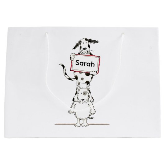 Personalised Cute Dog Acrobat  ラージペーパーバッグ (正面)