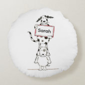 Personalised Cute Dog Acrobat Throw Pillow Cushion ラウンドクッション (裏面)