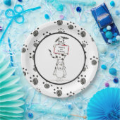 Personalised Cute Dog Acrobats Birthday ペーパープレート (パーティー)