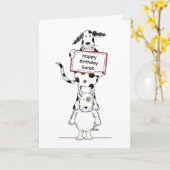 Personalised Cute Dog Acrobats Birthday Card カード (黄色い花)