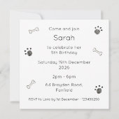 Personalised Cute Dog Acrobats Birthday Invitation (裏面)