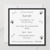 Personalised Cute Dog Acrobats Birthday Invitation (裏面)