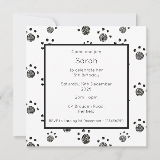 Personalised Cute Dog Acrobats Birthday Invitation (裏面)