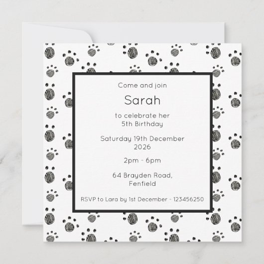 Personalised Cute Dog Acrobats Birthday Invitation (裏面)