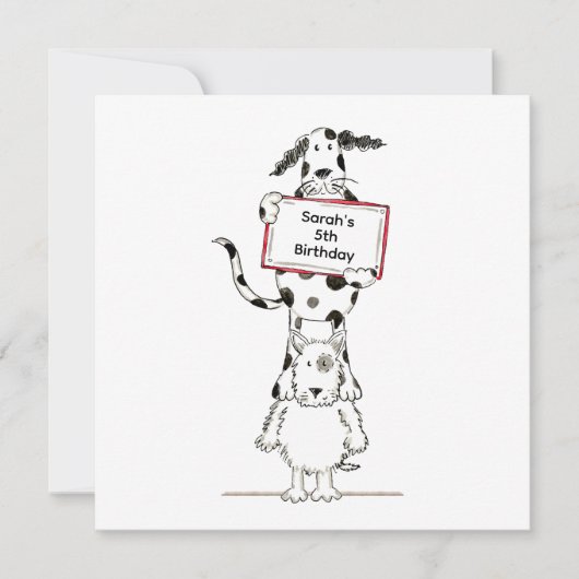 Personalised Cute Dog Acrobats Birthday Invitation (正面)