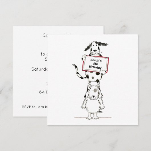 Personalised Cute Dog Acrobats Birthday Invitation (正面/裏面)