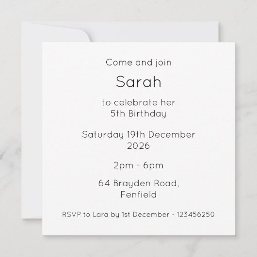 Personalised Cute Dog Acrobats Birthday Invitation (裏面)