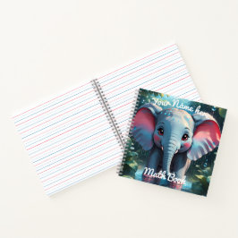Personalised Cute Elephant in the Rain  ノートブック
