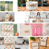 Personalised Cute Fox woodland Kitchen 鍋つかみ&鍋敷きセット