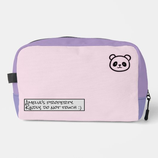 Personalised Cute Panda Illustration zipper bag ドップキット (正面)