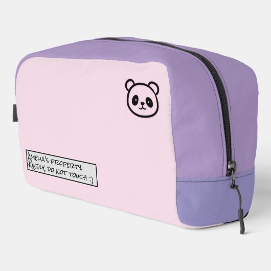 Personalised Cute Panda Illustration zipper bag ドップキット (右コーナー)