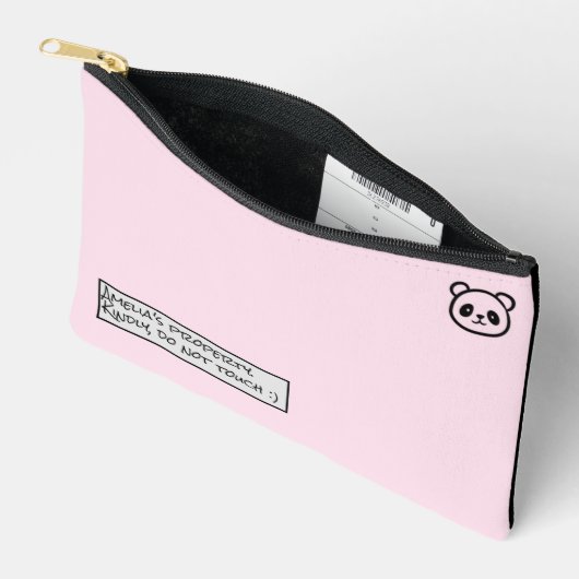 Personalised Cute Panda Illustration Zipper Pouch アクセサリーポーチ (見開き)