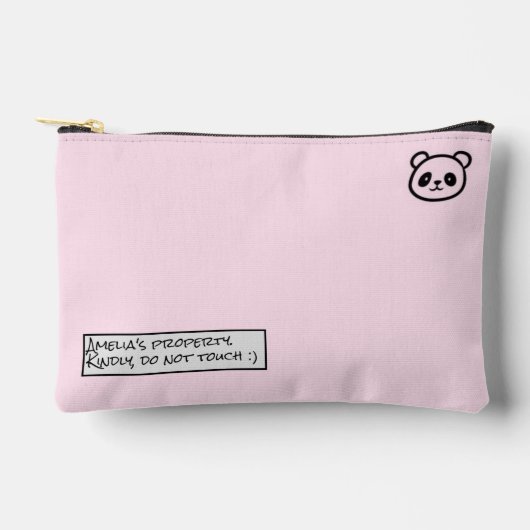 Personalised Cute Panda Illustration Zipper Pouch アクセサリーポーチ (正面)