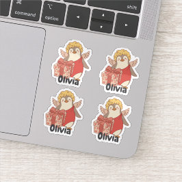 Personalised Cute Penguin Cupid Valentine Stickers シール