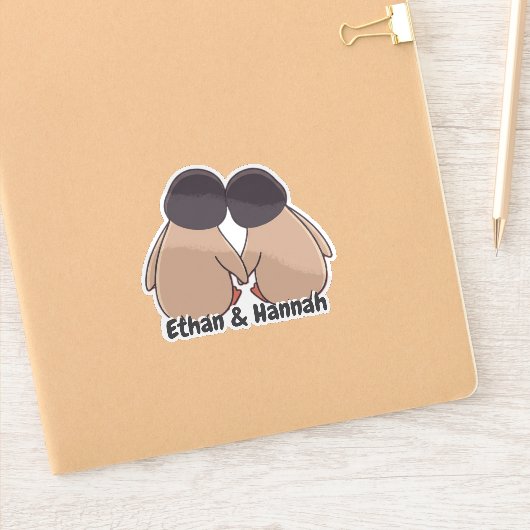 Personalised Cute Penguin Valentine Sticker シール (ノートブック)