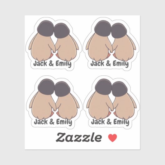 Personalised Cute Penguin Valentine Stickers シール (シート)