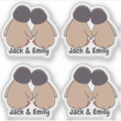 Personalised Cute Penguin Valentine Stickers シール (正面)