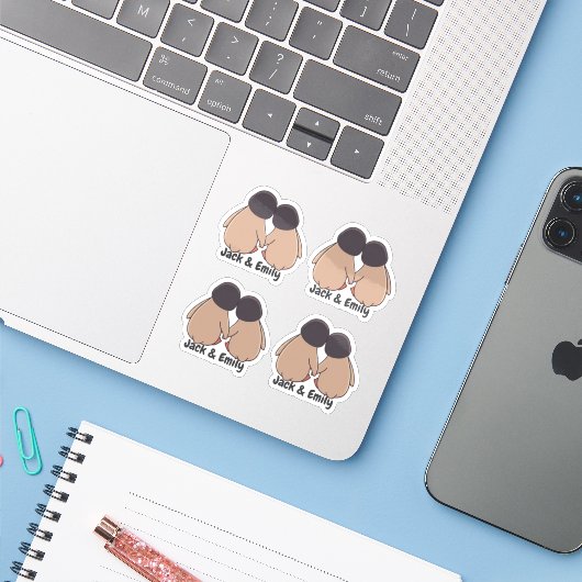 Personalised Cute Penguin Valentine Stickers シール (ノートパソコンとiPhone)