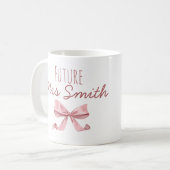 Personalised Cute ribbon coquette future Mrs コーヒーマグカップ (正面左)
