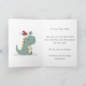 #Personalised Cute Watercolour Christmas Dinosaur  シーズンカード (内部)