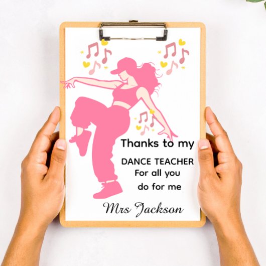 Personalised Dance Teacher, teacher's appreciation クリップボード