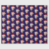 Personalised Dark Blue Face Santa Hat Gift Wrap ラッピングペーパー (フラット)