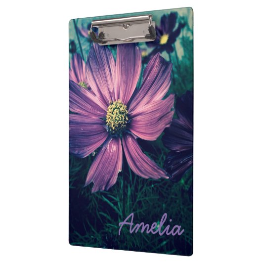 Personalised Dark Purple Flowers クリップボード (左)