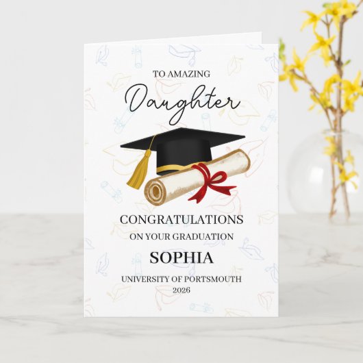 Personalised Daughter Graduation カード (黄色い花)