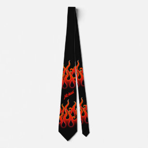 Personalised Diablo Fire Tie Racing Flames  ネクタイ