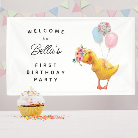 Personalised Duck Birthday Backdrop, Duck Birthday 横断幕