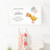 Personalised Duck Birthday Backdrop, Duck Birthday 横断幕 (インサイチュ)