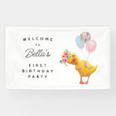 Personalised Duck Birthday Backdrop, Duck Birthday 横断幕 (横)