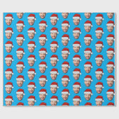 Personalised Face Santa Hat Blue Gift Wrap ラッピングペーパー (フラット)