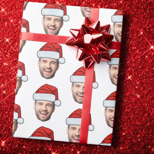Personalised Face Santa Hat Gift Wrap ラッピングペーパー
