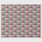Personalised Face Santa Hat Grey Gift Wrap ラッピングペーパー (フラット)