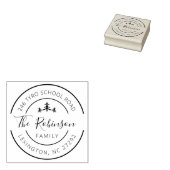 Personalised Family Address Round Pine Tree ラバースタンプ (押印)