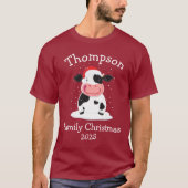 Personalised Family Christmas Cow Santa Tシャツ (正面)